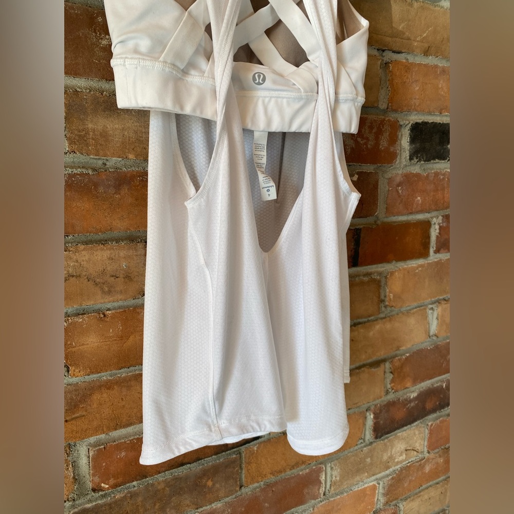 LULULEMON ready & go tank white size 4 support tank & strappy back bra duo - Picture 8 of 10